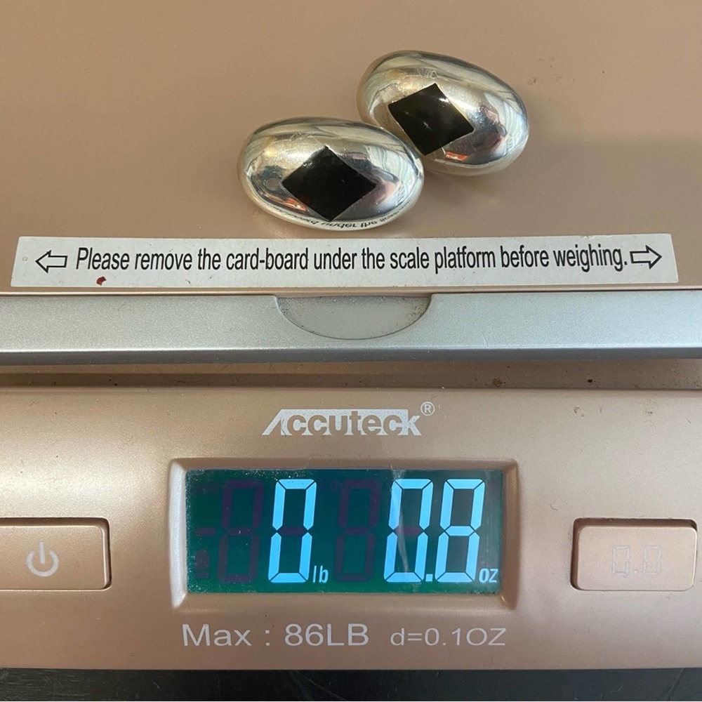 Sterling silver 1980’s oval and onyx post earrings - Picture 5 of 5